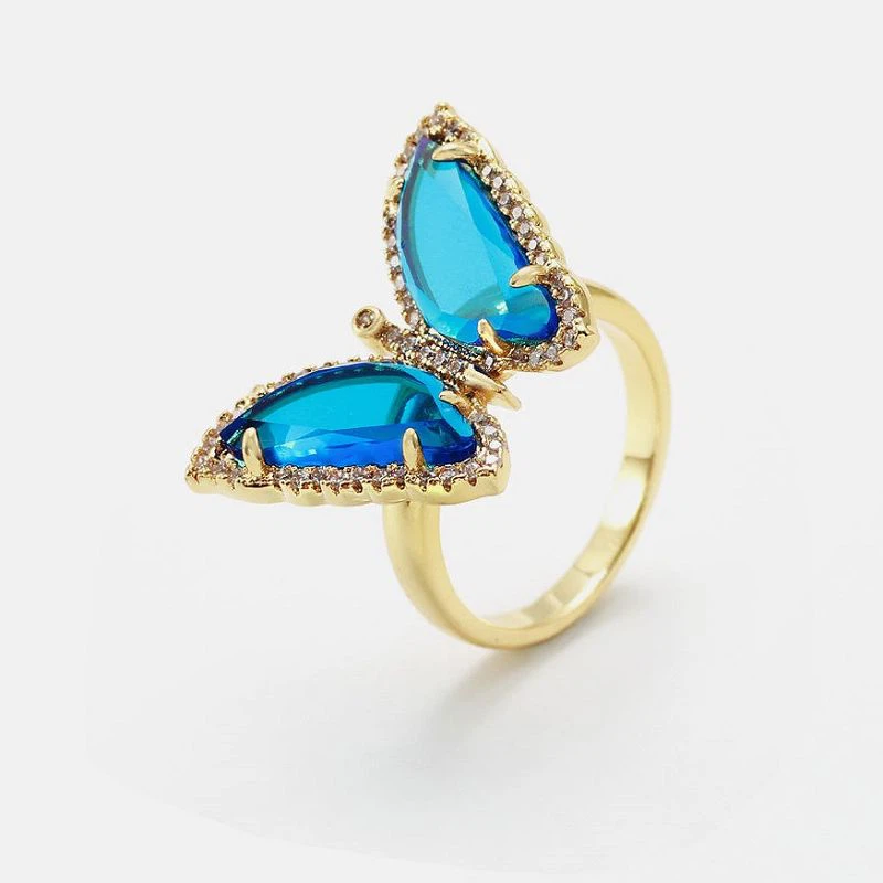 Piękny motyl zwierzęcy pierścionek srebrny