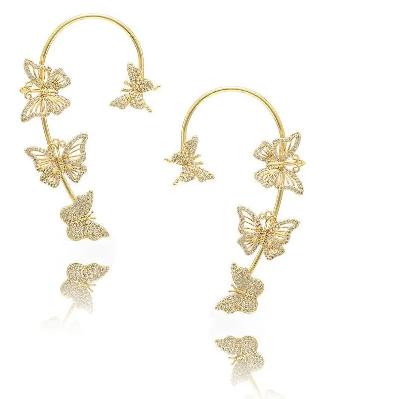 Motylek Kolczyk Mankiet Pozłacany