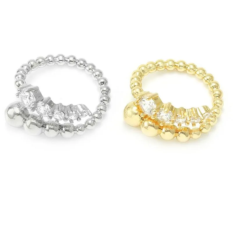 Pozłacany regulowany pierścionek Cz