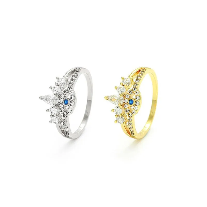 Pozłacany srebrny pierścień złego oka