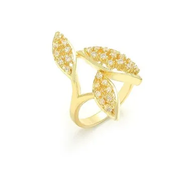 Srebrny pierścionek na palec w kształcie liścia