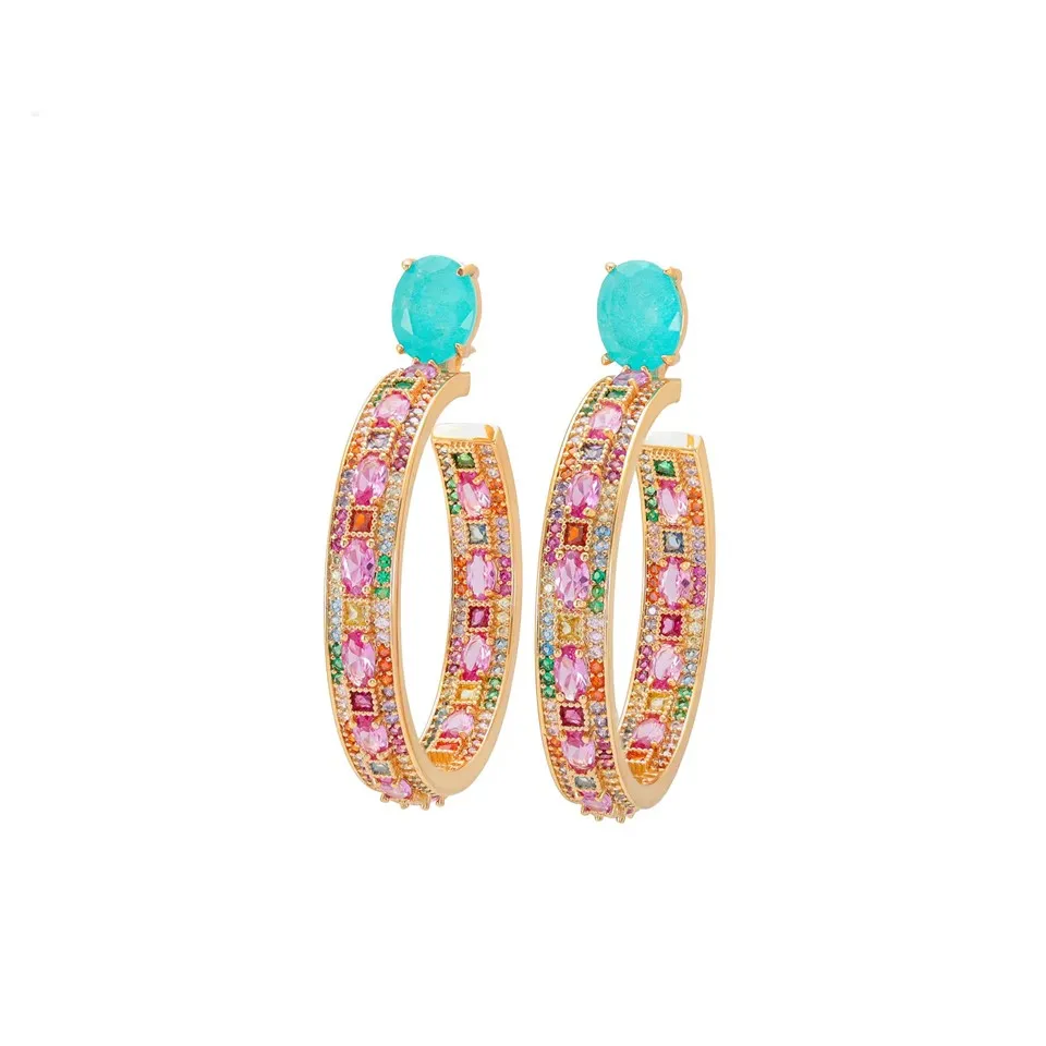 Pozłacane kolczyki damskie z cyrkonią